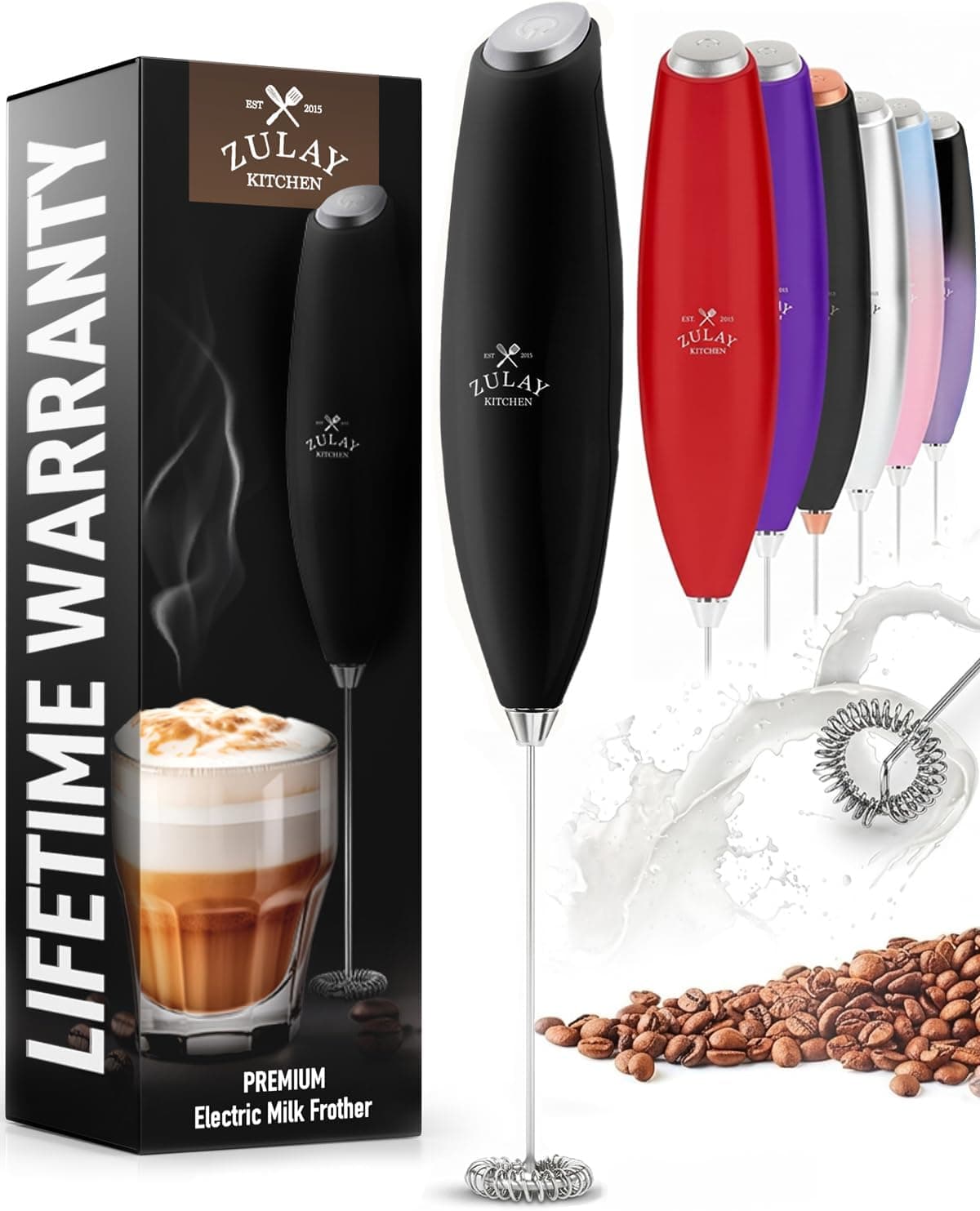 Zulay Handheld Milk Frother with Batteries