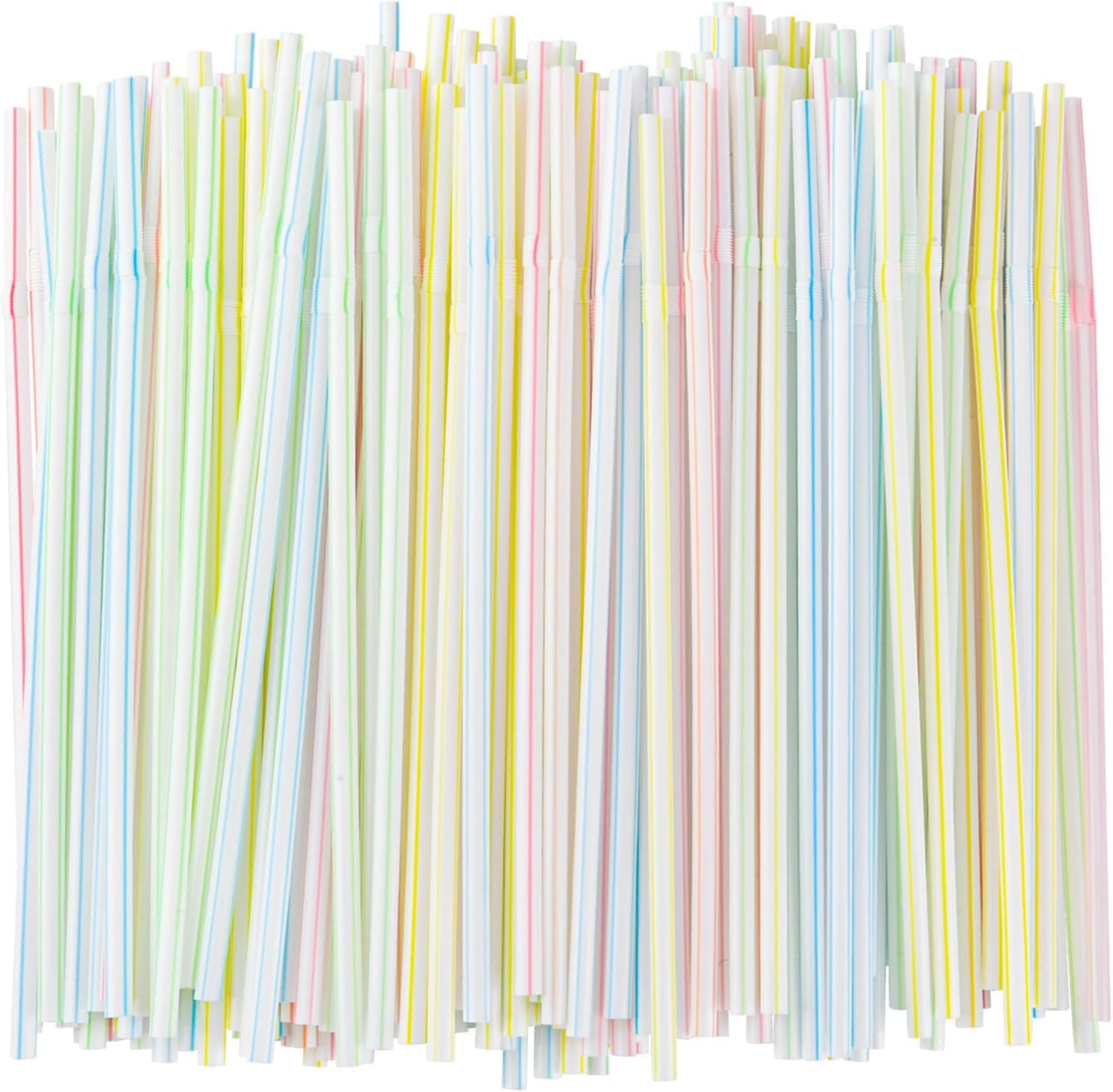 Flexible Plastic Straws, 200 count, 8.5 in