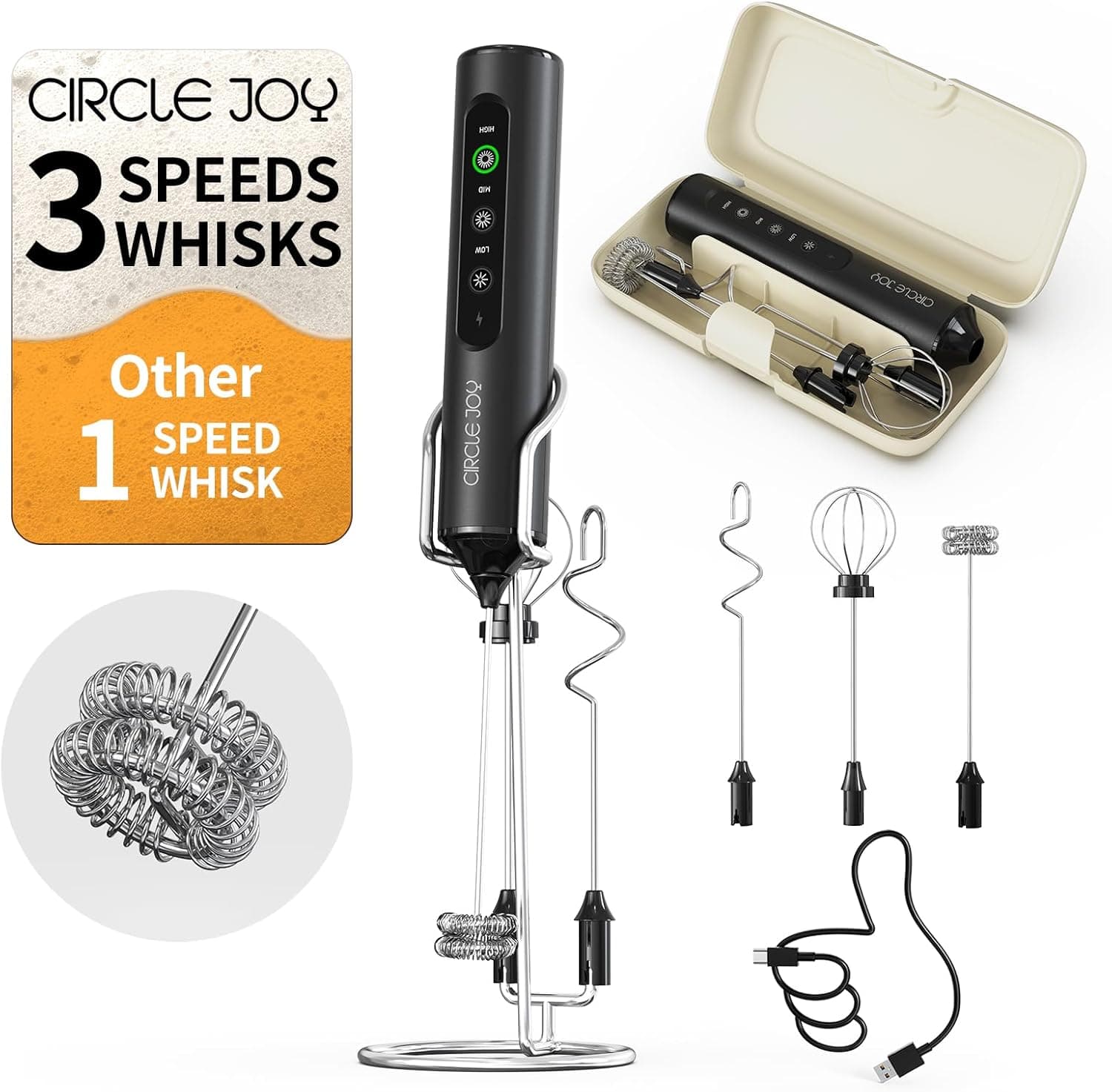 CIRCLE JOY 3-Speed Frother with 3 Whisks